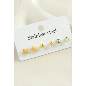 6 Adet Kelebek Taşlı Çelik Küpe