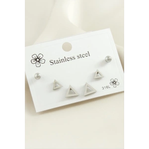 6 Adet Üçgen Çelik Küpe