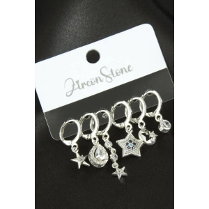 6 Adet Yıldız Zirkon Taşlı Küpe