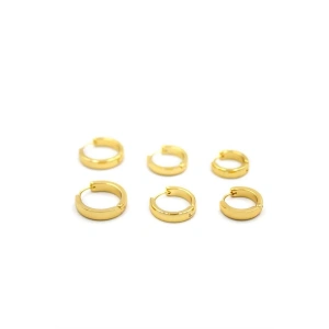 6lı Çelik Halka Küpe - Altın