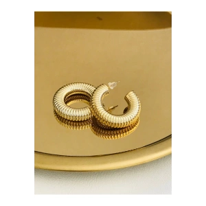 İthal Tırtıklı 4 cm Kalın Çelik Yarım Halka Küpe