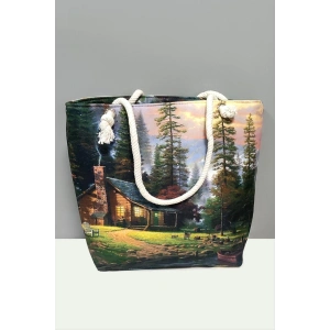 Ağaç Desenli Plaj Çantası