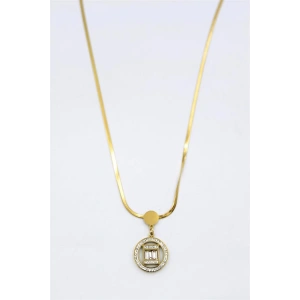 Baget Taşlı Kolye - Altın