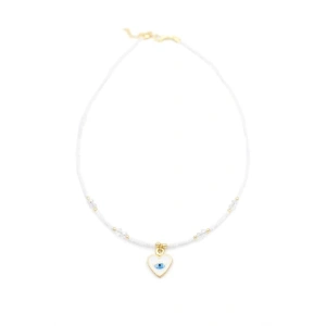 Boncuk Göz Sallantılı Kolye - Beyaz