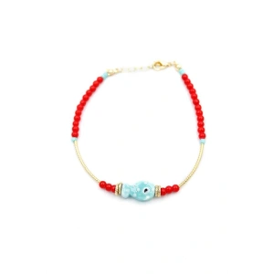 Boncuklu Balık Halhal - Turkuaz