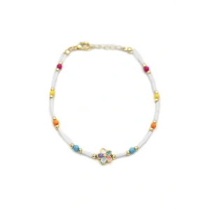 Boncuklu Çiçek  Halhal - ÇOK RENKLİ