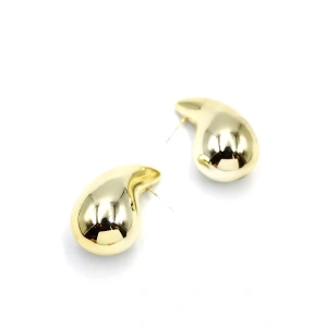 Büyük Boy Damla Küpe - Altın