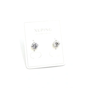 Büyük Boy Tek Taş Küpe - Gümüş