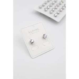 Büyük Boy Zirkon Taşlı Tektaş  Küpe - Gümüş