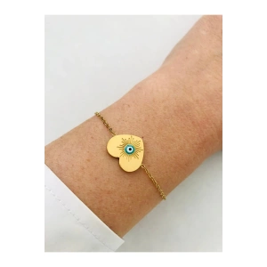 Çelik 316 L Kararmaz Kalp Nazar Bileklik