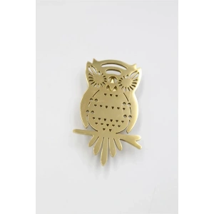 Çelik Baykuş Broş - Altın