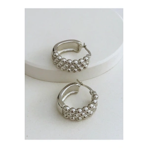 Çelik Desenli Tırtıklı Halka Küpe