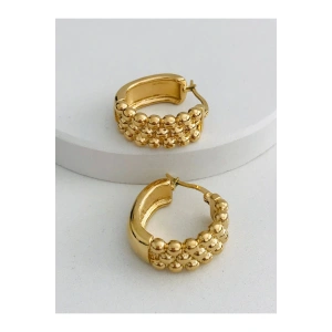 Çelik Desenli Tırtıklı Halka Küpe