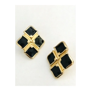 Çelik Siyah Taşlı Küpe