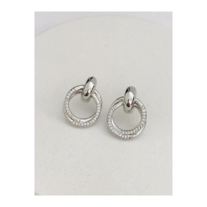 Çelik Taşlı Mimoza Küpe