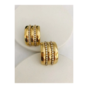 Çelik Zirkon Taşlı Küpe