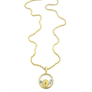 Çeyrekli Fanus Burgu Kolye - Altın