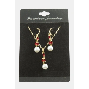 Çiçek İnci Zirkon Taşlı Set Kolye