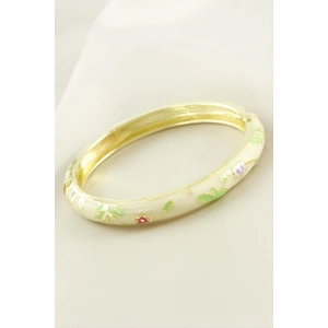 Çiçek İşlemeli Mineli Kelepçe Bileklik