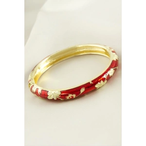 Çiçek İşlemeli Mineli Kelepçe Bileklik