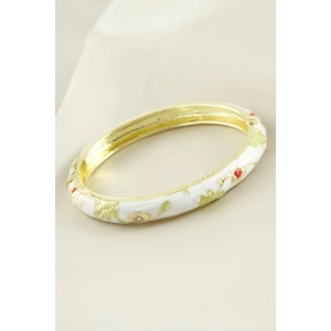 Çiçek İşlemeli Mineli Kelepçe Bileklik