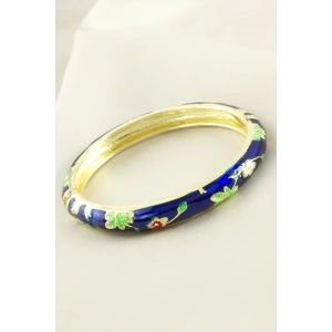 Çiçek İşlemeli Mineli Kelepçe Bileklik