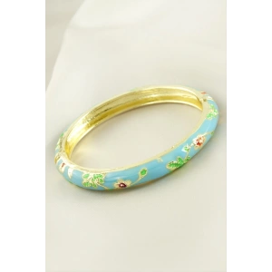 Çiçek İşlemeli Mineli Kelepçe Bileklik