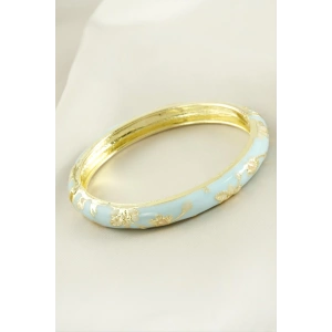 Çiçek İşlemeli Mineli Kelepçe Bileklik