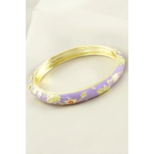 Çiçek İşlemeli Mineli Kelepçe Bileklik