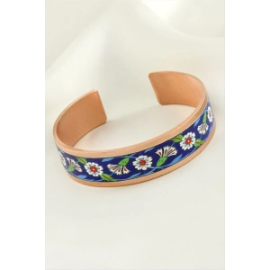 Çiçek Kalın Bakır Kelepçe Bileklik