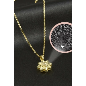 Çiçek Lüks Çelik Kolye 100 Dilde Seni Seviyorum