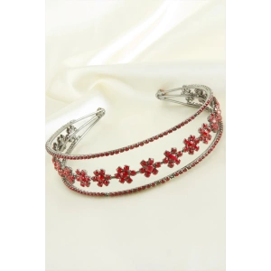 Çiçek Lüks Taşlı Gelin Tacı