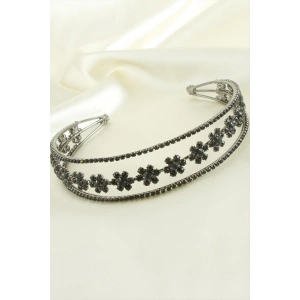 Çiçek Lüks Taşlı Gelin Tacı