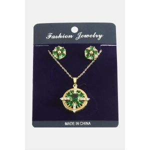 Çiçek Zirkon Taşlı Set Kolye