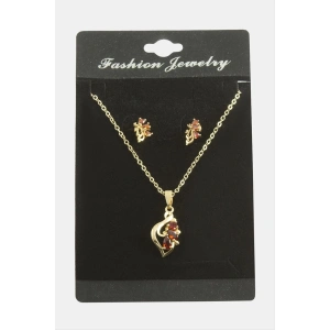 Çiçek Zirkon Taşlı Set Kolye