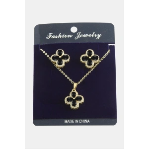 Çiçek Zirkon Taşlı Set Kolye