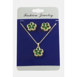 Çiçek Zirkon Taşlı Set Kolye