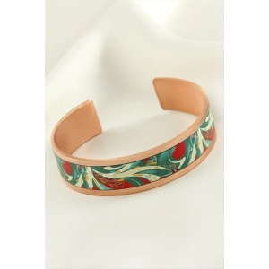 Çini Desenli Kalın Bakır Kelepçe Bileklik