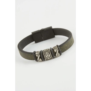 Çini Desenli Kaliteli Mıknatıslı Suni Deri Bileklik