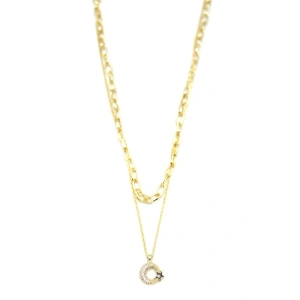 Çoklu Ay Yıldız Kolye - Altın