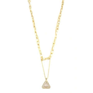 Çoklu Üçgen Kolye - Altın