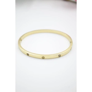 CRT Model İnce Taşlı Çelik Bilezik (60mm) - Altın