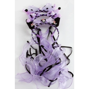 Çzgflm Fiyong Tül Sallantılı Örme Çocuk Taç