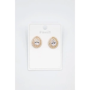 Damla Taşlı Küpe - Altın