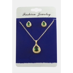 Damla Zirkon Taşlı Set Kolye