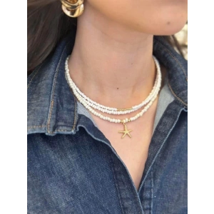 Deniz Yıldızı Boncuk Kolye - Krem
