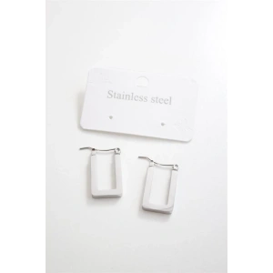 Dikdörtgen Çelik  Küpe - Gümüş