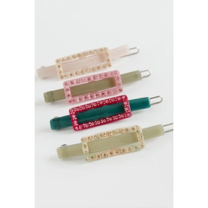 Dikdörtgen Taşlı Klipsli Toka