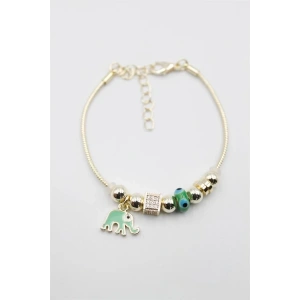 Filli Charmlı Cam Nazarlı Bileklik - Yeşil