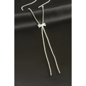 Fiyong Şerit Taşlı Çelik Y Kolye